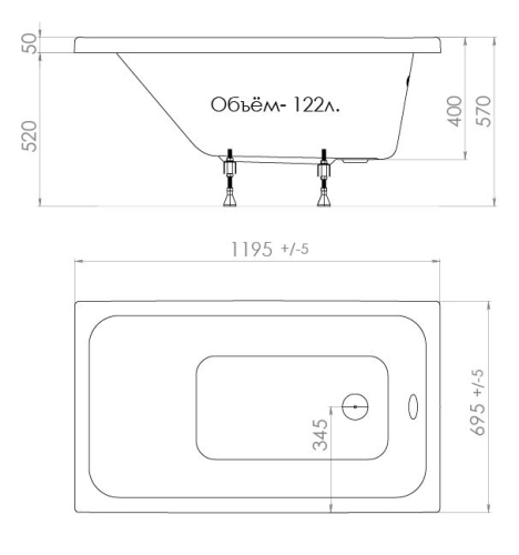 Ванна акриловая Triton Ультра 120, 130, 140, 150, 160, 170 фото 5