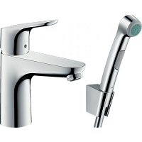 Смеситель с гигиеническим душем и донным клапаном Push-Open Hansgrohe Focus 31927000, хром