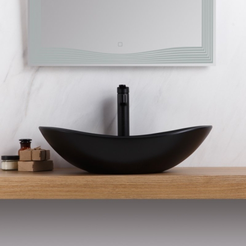 Раковина накладная Belbagno BB1404-H301 605x360x155мм черный матовый фото 4