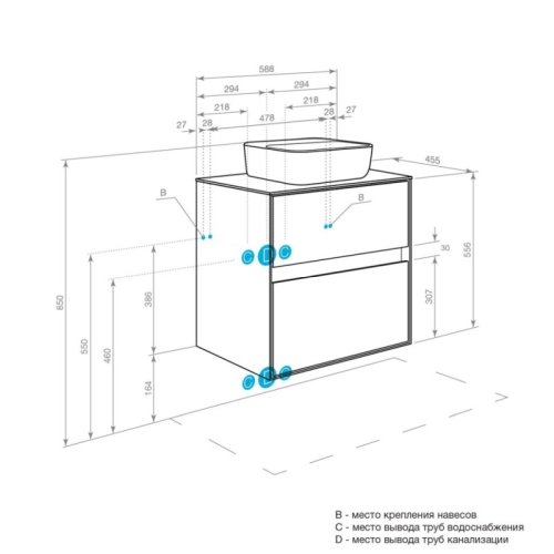 Тумба под раковину Aquaton Либерти 60, 75 Дуб Эльвезия, белая столешница фото 7