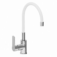 Смеситель для кухни с гибким изливом Avrora Kitchen AV9002 хром, излив белый, серый, черный