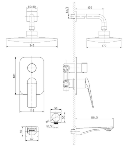 Смеситель встроенный для ванны на 3 полож Lemark ALLEGRO LM5922CW хром-белый фото 2 Смеситель встроенный для ванны на 3 полож Lemark ALLEGRO LM5922CW хром-белый фото 2
