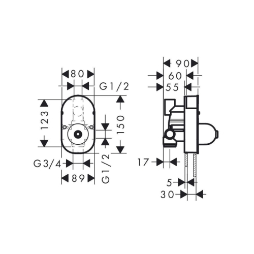 Скрытая часть однорычажного смесителя Hansgrohe для ванны 31741180 фото 2