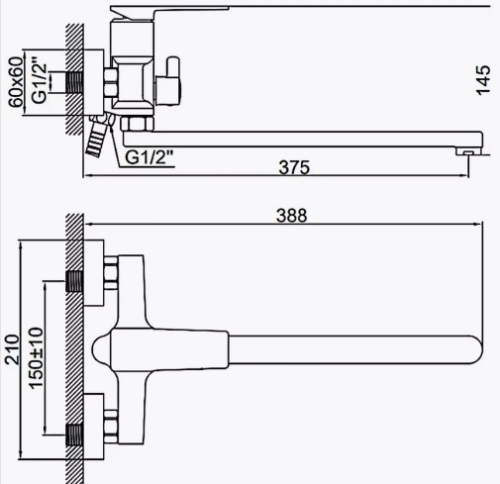 Смеситель для ванны с для изливом Ledeme L2278U графит фото 3