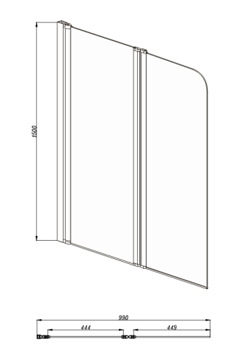 Шторка для ванной Aquatek AQ DEL SBA 10015CH 100, профиль хром фото 2