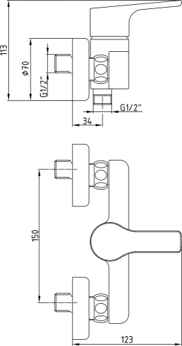 Смеситель для душа E.C.A Luna 102154011EX хром фото 2