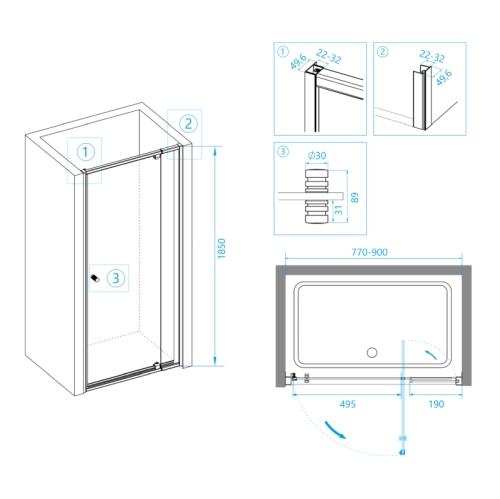 Душевая дверь RGW PA-02B NEW 70, 80, 90, 100, 120 стекло прозрачное фото 4