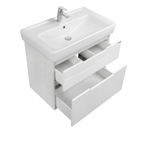 Тумба с раковиной Акватон Дакота 74.5  Белый Глянцевый/Выбеленное дерево фото 3