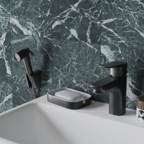 Смеситель с гигиеническим душем для раковины Paini Viva Style P4YO205/574 черный фото 2