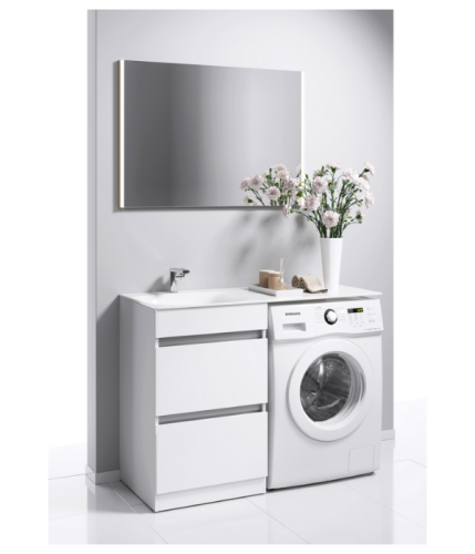 Тумба с раковиной над стиральной машиной Aqwella Forma 115 белая фото 3