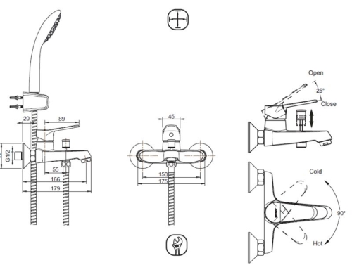 Смеситель для ванны Bravat Eco хром фото 3