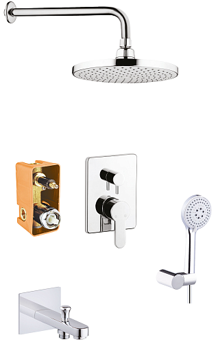 Встроенный смеситель для ванны с 2-функциями Azario Tevis AZ-15490711 (набор)