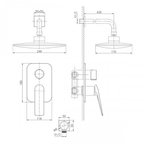 Смеситель встроенный для ванны на 2 полож Lemark ALLEGRO LM5929CW хром-белый фото 2