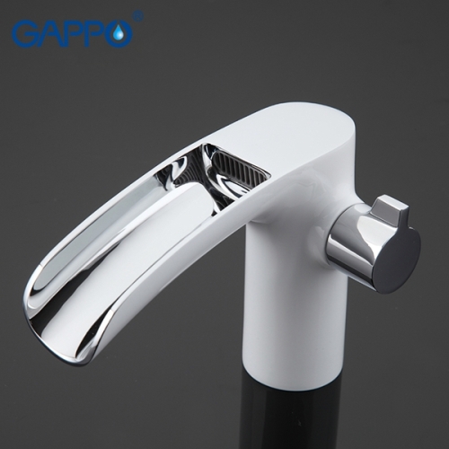 Смеситель с каскадным изливом врезной на борт ванны 3 отв. Gappo Noar G1148-8 белый/хром фото 8