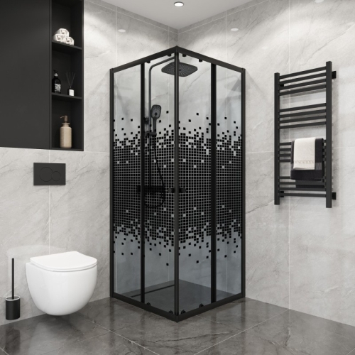 Душевое ограждение Niagara Эко/Eco NG-1008(9, 10)-14QBLACK 80*80, 90*90, 100*100,стекло мозаика фото 3