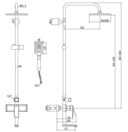 Душевая система Savol S-600108T хром фото 2