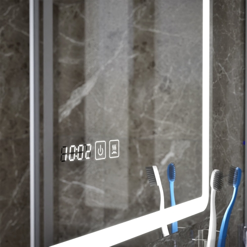 Зеркало Mirsant Harmony 60*70, 70*70, 80*70, 100*70 с подогревом и часами фото 3