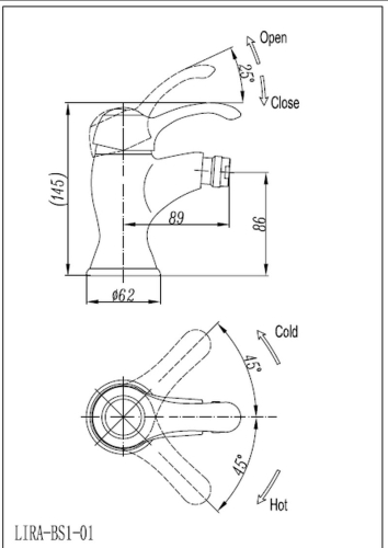 Смеситель для биде CEZARES LIRA-C-BS1-03 золото фото 2