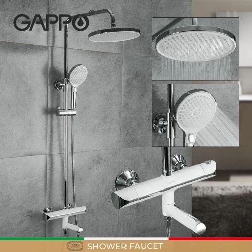 Душевая система с термостатом Gappo G2403-58 хром-белая фото 2