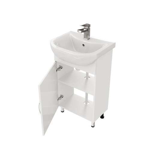 Тумба с умывальником Мирсант Оптима 50, 55, 60 напольная белая фото 4