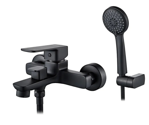 Смеситель для ванны Ledeme L3280B черный (лейка и шланг в комплекте)