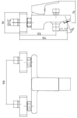 Смеситель для ванны E.C.A Tiera 104802469EX, белый фото 2 Смеситель для ванны E.C.A Tiera 104802469EX, белый фото 2