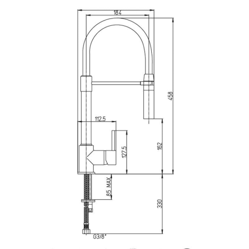 Смеситель для кухни Paini Cox гибкий излив черный фото 6