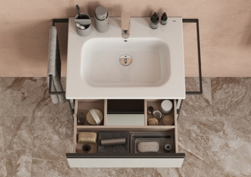 Тумба с раковиной Roca Domi 60 подвесная/напольная, серый матовый фото 9