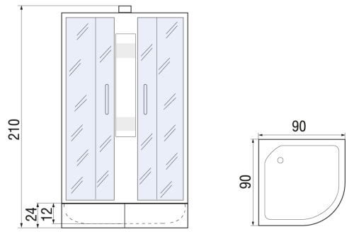 Душевая кабина River REIN Б/К 90*90/24 МТ сред поддон фото 2