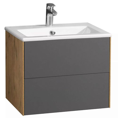 Тумба с раковиной Акватон Сохо 60, 75, 100 Графит Софт/Дуб Веллингтон