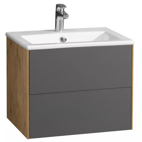 Тумба с раковиной Акватон Сохо 60, 75, 100 Графит Софт/Дуб Веллингтон