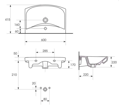 Раковина Cersanit Carina 60 см фото 6