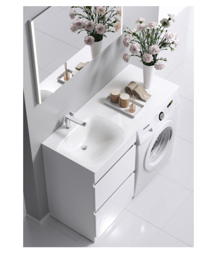Тумба с раковиной над стиральной машиной Aqwella Forma 115 белая фото 4