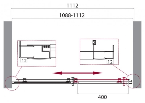 Душевая дверь Bel Bagno Uno-195-BF-1 110, 120, 130, 140 стекло прозрачное, Punto, профиль черный фото 2