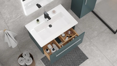 Тумба с раковиной Velvex Posse 65, 75, 85, 105 подвесная, верде фото 4