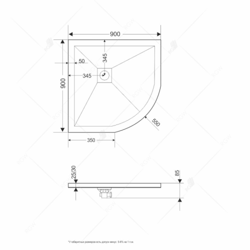 Душевой поддон полукруглый RGW 90*90, 100*100 ST/R-G исскуственный камень фото 2