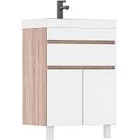 Тумба с раковиной Volna Conty 70 напольная, 2 двери 1 ящик, белый/дуб сонома