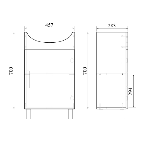 Тумба с умывальником Мирсант Оптима 50, 55, 60 напольная белая фото 5