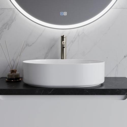 Раковина накладная Belbagno BB1483 500х370х135 мм, белая фото 3