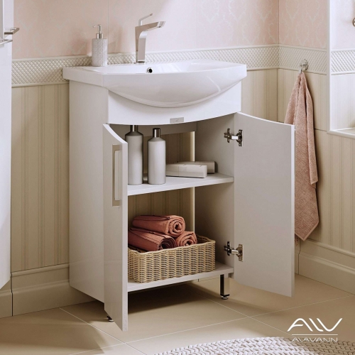 Тумба с раковиной Alavann Nicole 60 напольная белая фото 2