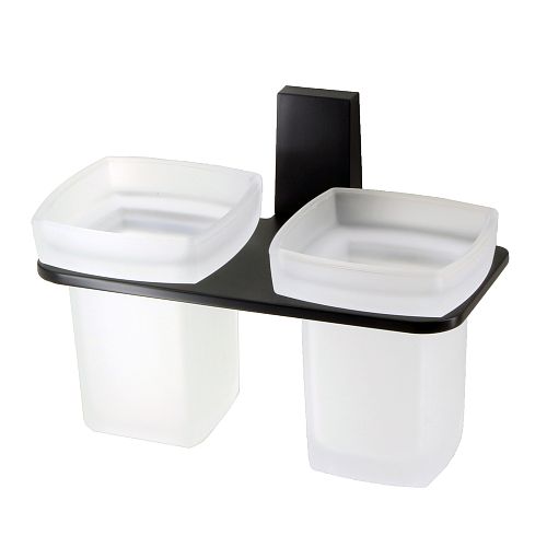 Стакан двойной для зубных щеток Wasserkraft Abens K-3228D черный