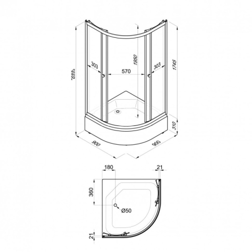 Душевое ограждение Triton Грей В 90*90 средний поддон фото 7