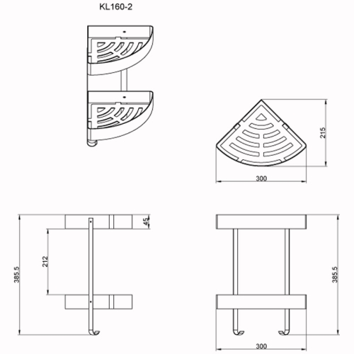 Полка Azario AZ-160-2 угловая двухэтажная фото 2