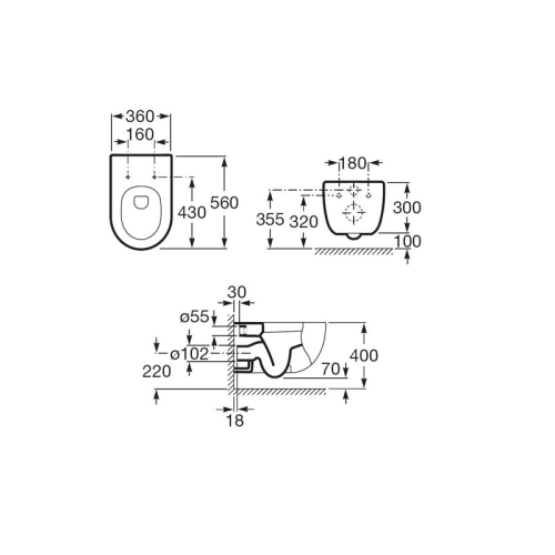 Унитаз подвесной Roca MERIDIAN NEW 560 мм + сидение микролифт фото 2