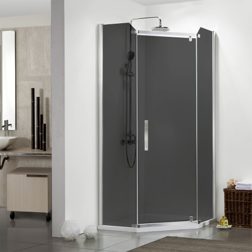 Душевое ограждение Azario Edmonton 90*90 стекло серое, профиль хром фото 2