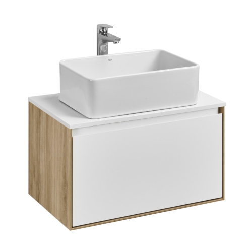 Тумба под раковину Aquaton Либерти 70, 90 Дуб Эльвезия/Белый глянец, столешница белая фото 2
