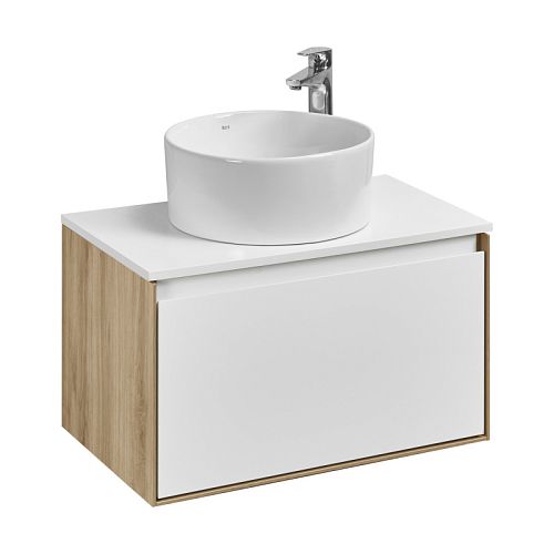 Тумба под раковину Aquaton Либерти 70, 90 Дуб Эльвезия/Белый глянец, столешница белая