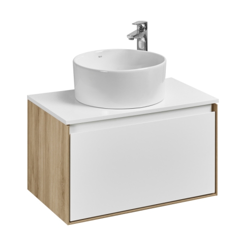 Тумба под раковину Aquaton Либерти 70, 90 Дуб Эльвезия/Белый глянец, столешница белая