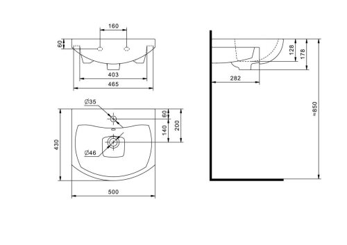 Тумба с умывальником Мирсант Оптима 50, 55, 60 напольная белая фото 7