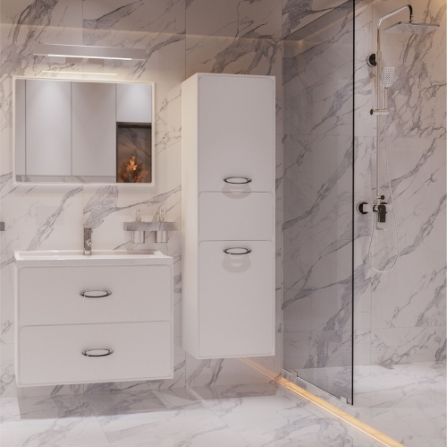 Тумба с раковиной Mirsant Viva 80, 100 подвесная, белая фото 5